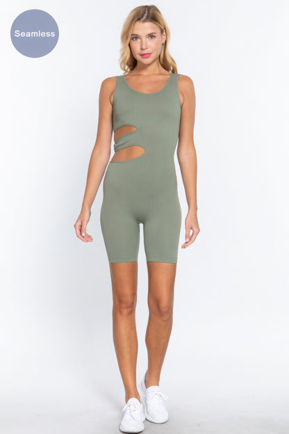 Suave Cut-out Seamless Romper - Sage Green