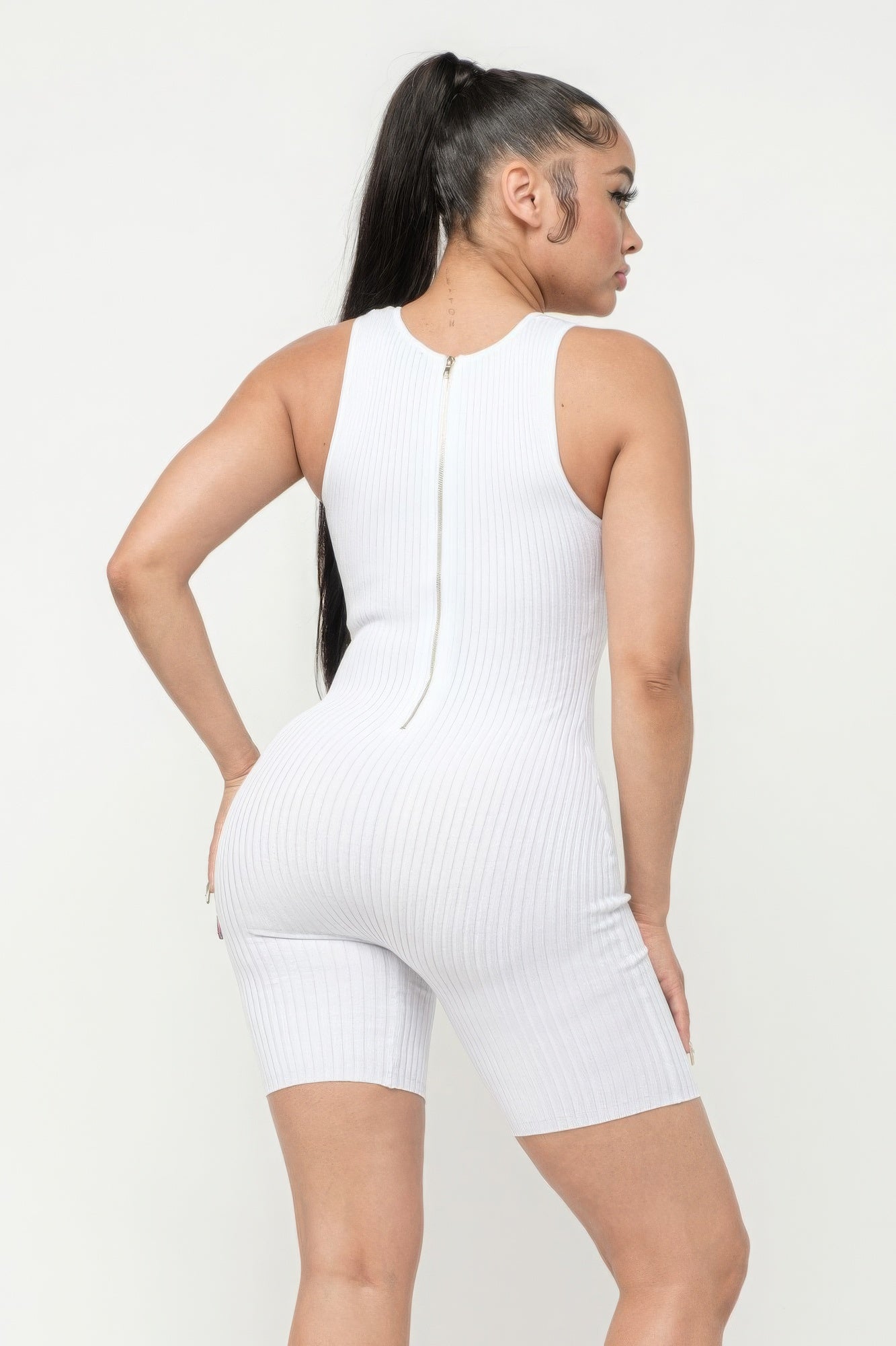 Pointelle Stitch Romper - White