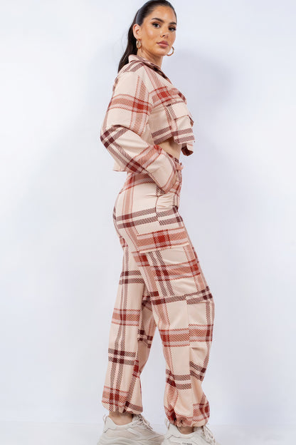 Cropped Shirt & Cargo Pants Set - Beige