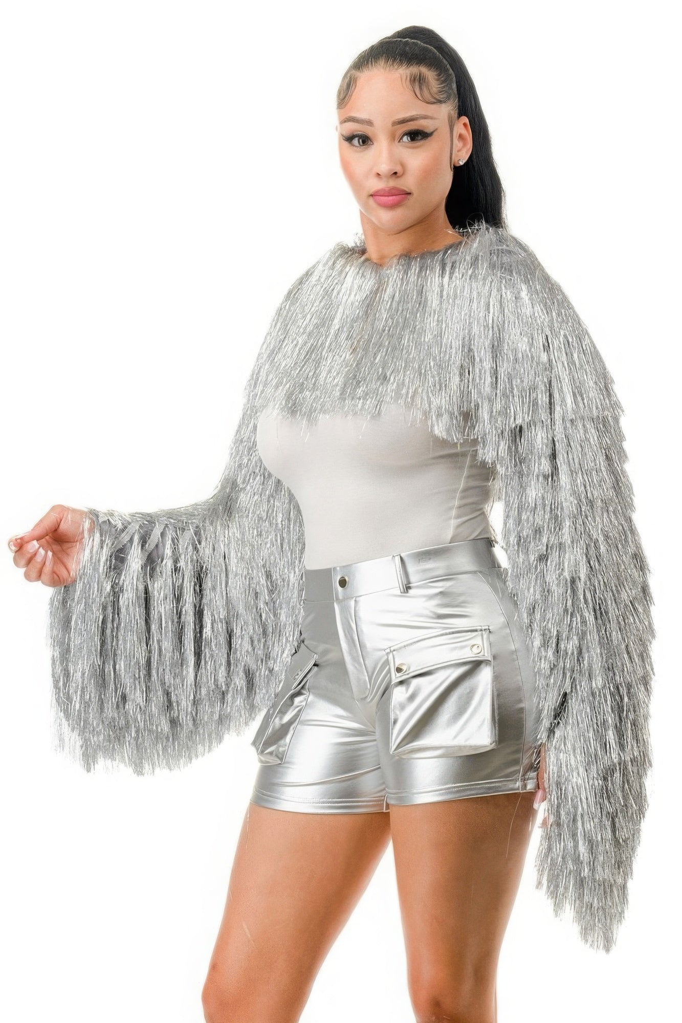 Metallic Tinsel Bolero - Silver