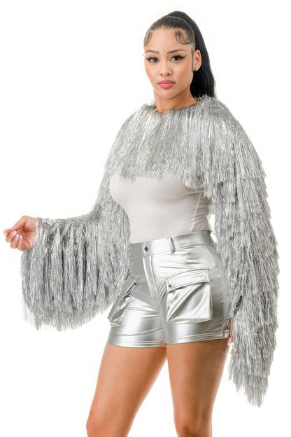 Metallic Tinsel Bolero - Silver