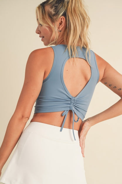 Corset Inspired Cropped Tank Top - Blue