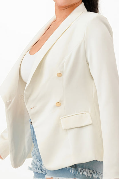 Double Breasted Blazer Jacket - White