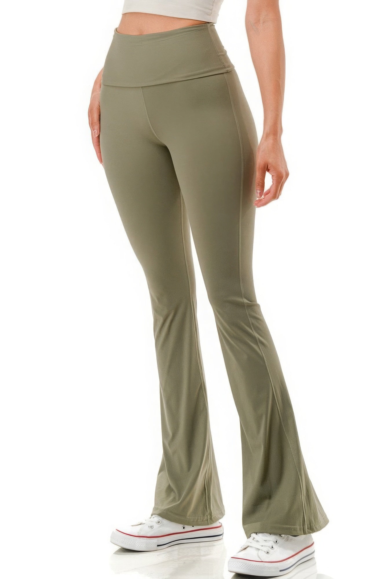 Super High Waist Premium Yoga Flare Pants - Olive