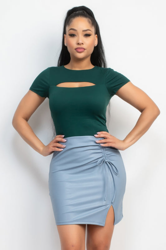 Cut Out Double Layer Top - Hunter Green