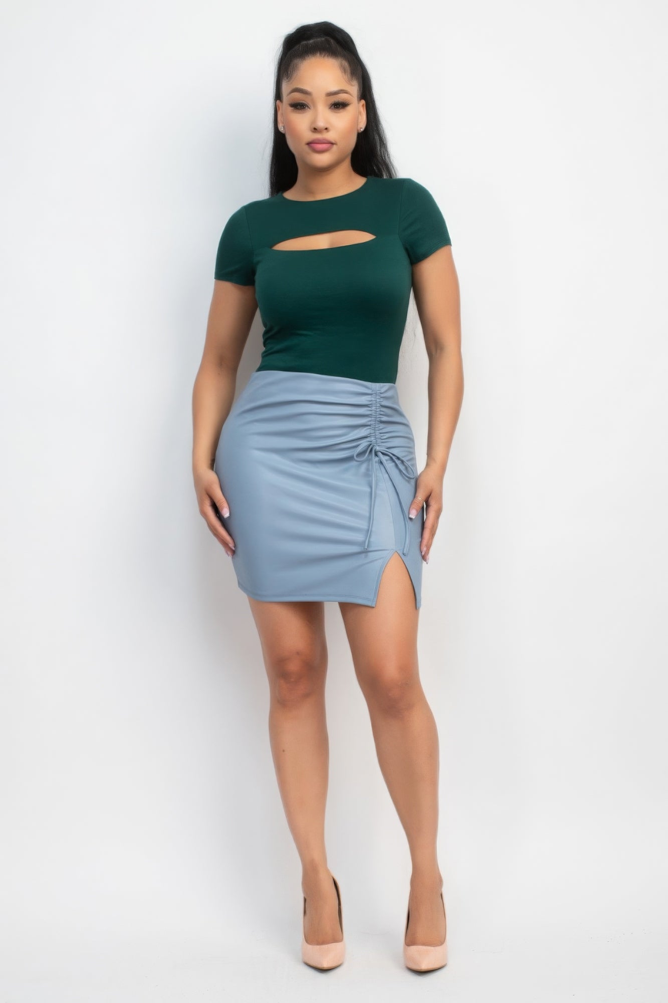 Cut Out Double Layer Top - Hunter Green