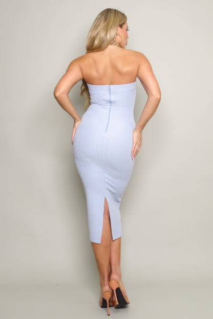 Laydi Knit Tube Midi Dress - Sky Blue