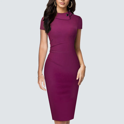 Retro O Neck Elegant Business Bodycon Dress