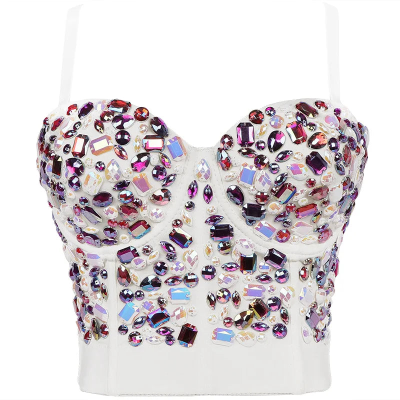 Acrylic Rhinestone Bustier Bra