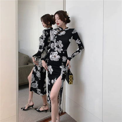 Chinese Style Young Cheongsam Fold Split Dress
