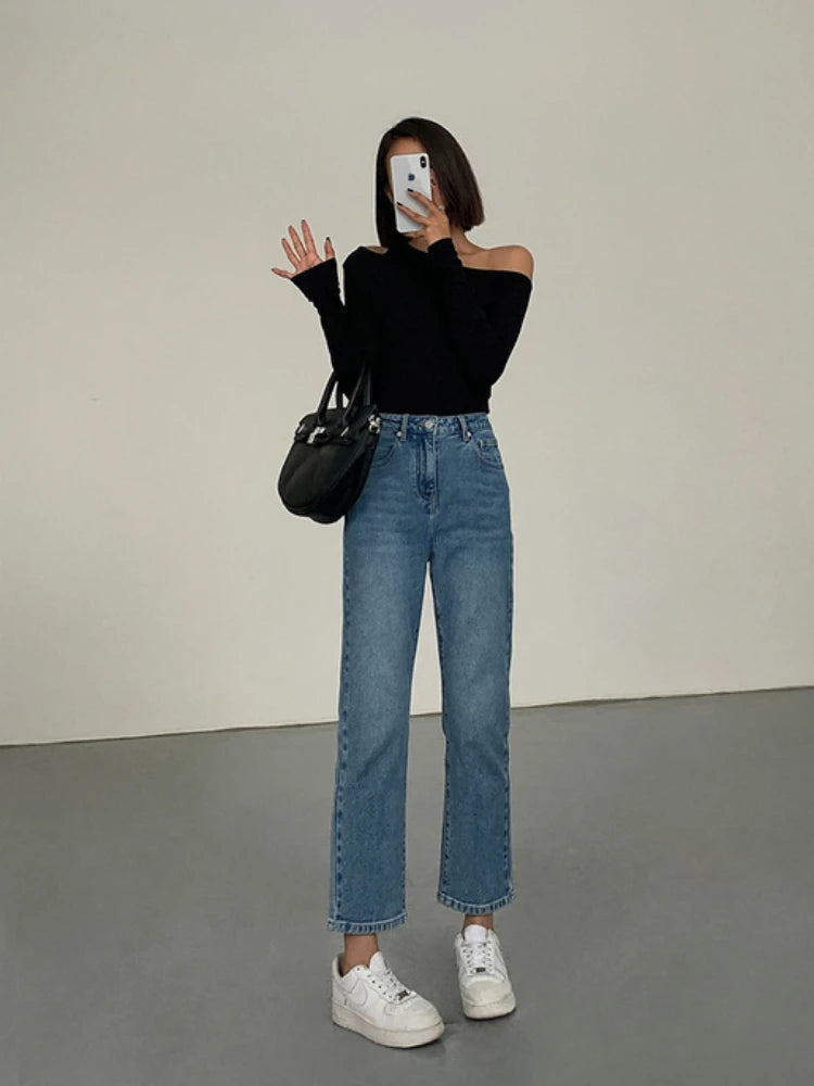 Off Shoulder Long Sleeve Slim Shirt