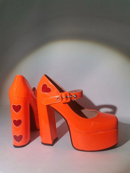 Oh My Heart Mary Jane Pumps - Orange Style