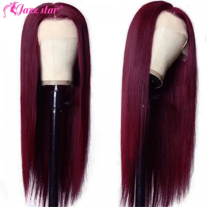 Burgundy 13x4 HD Transparent Lace Front Human Hair Wig
