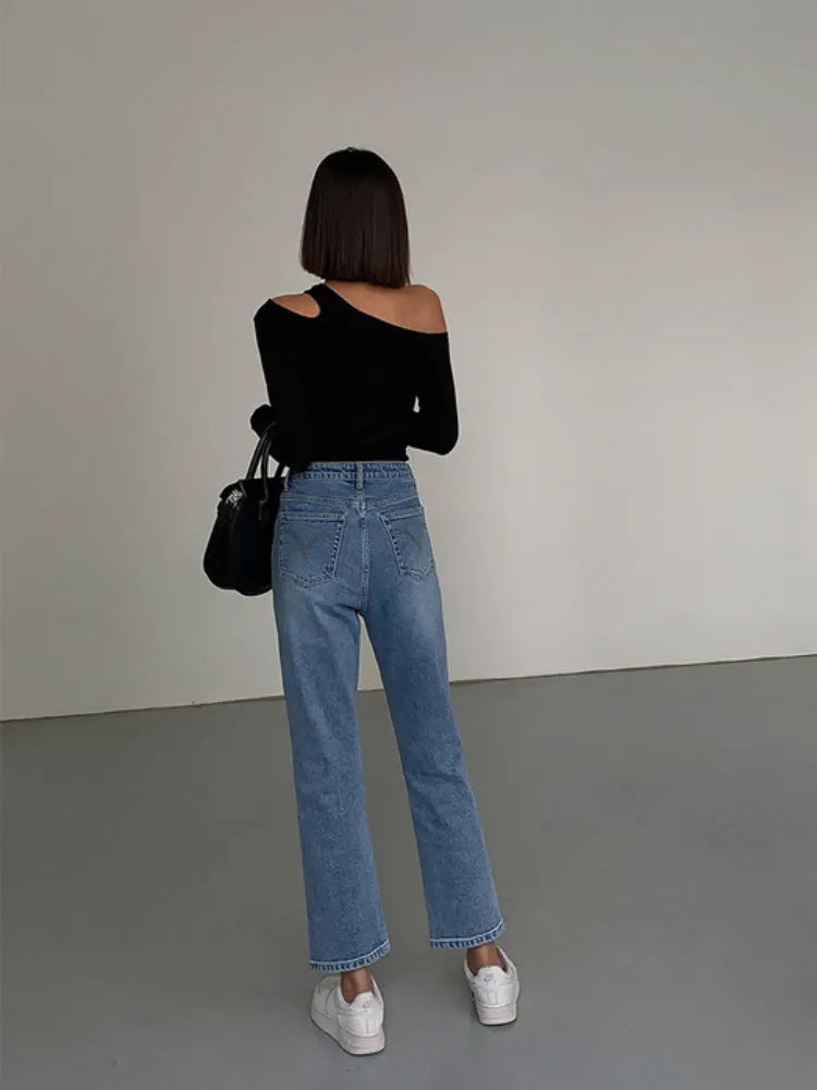 Off Shoulder Long Sleeve Slim Shirt