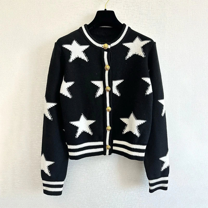 Star Jacquard Knit Cardigan