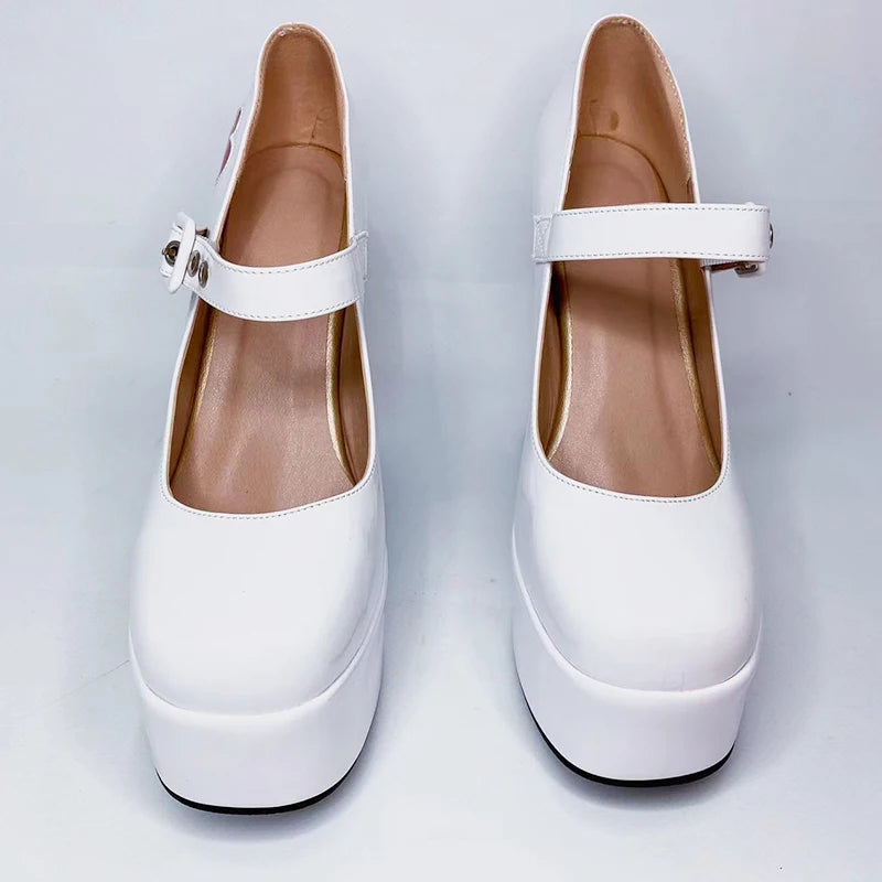 Oh My Heart Mary Jane Pumps - White Style