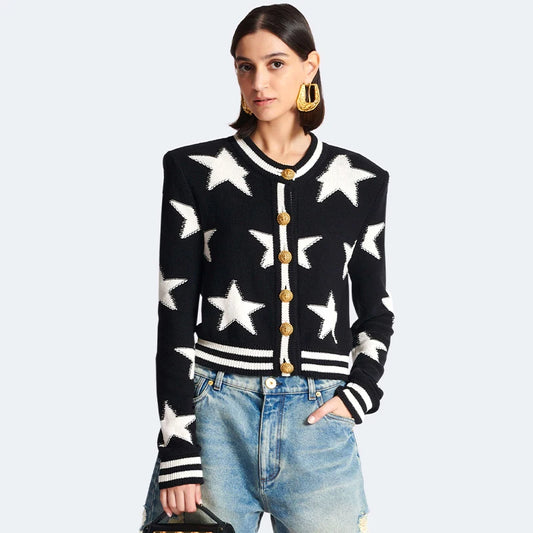 Star Jacquard Knit Cardigan