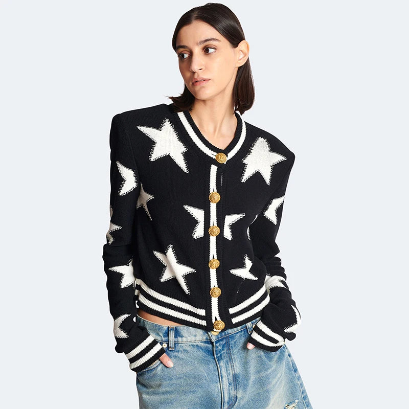 Star Jacquard Knit Cardigan