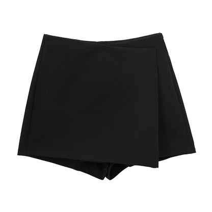 High Waist Asymmetric Shorts Mini Skort