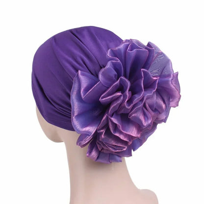 Women's Big Flower Turban Scarf Cap