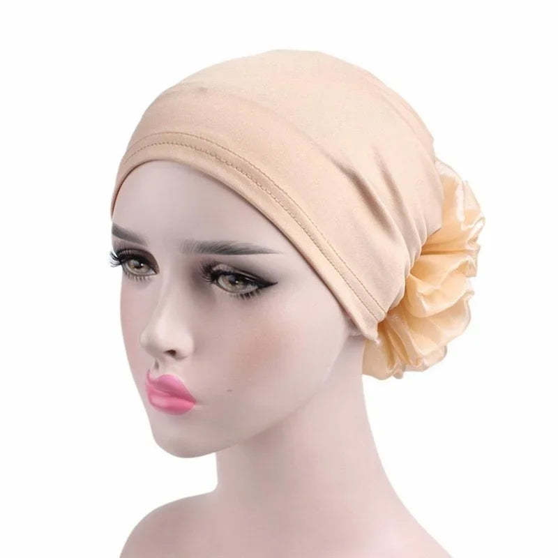 Women's Big Flower Turban Scarf Cap