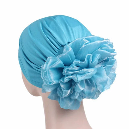 Women's Big Flower Turban Scarf Cap