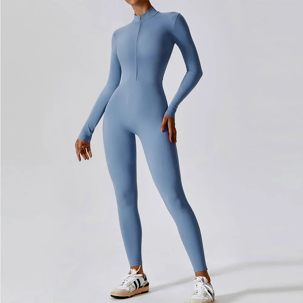 Zipper Yoga Long Sleeve Boilersuit