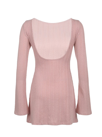 Twiggy Long Bell Sleeve Knit Sweater Dress