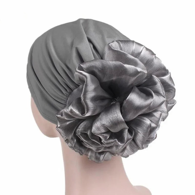 Women's Big Flower Turban Scarf Cap