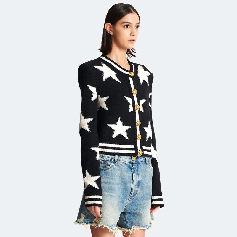 Star Jacquard Knit Cardigan