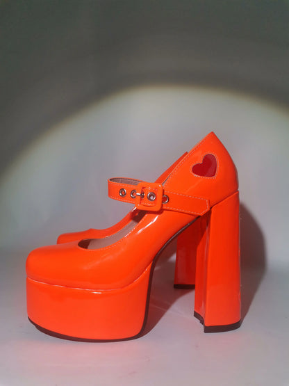 Oh My Heart Mary Jane Pumps - Orange Style