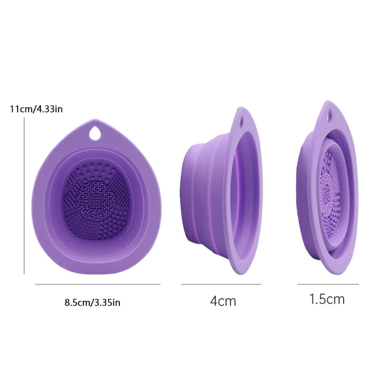 Silicone Makeup Brush Cleaner Folding Powder Puff Cleaning Bowl Eyeshadow Brushes Washing Soft Mat Beauty Tools Scrubber Box