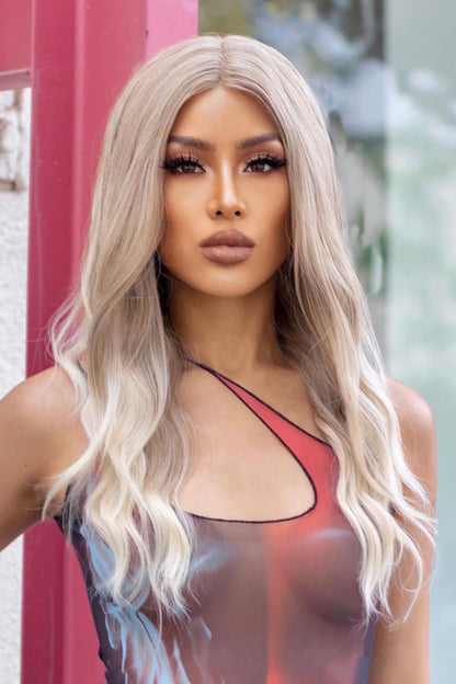 Kierra 13 x 2" Lace Front Wigs Synthetic Long Wave 24" 150% Density in Medium Blonde Highlights
