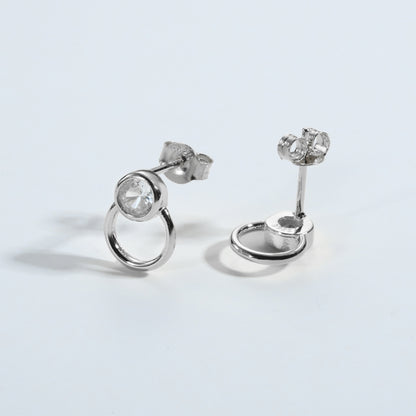 On the Loop Inlaid Zircon 925 Sterling Silver Stud Earrings