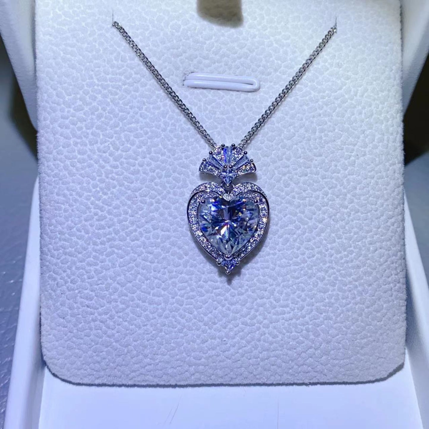 Royal Heart 3 Carat Moissanite 925 Sterling Silver Heart Pendant Necklace