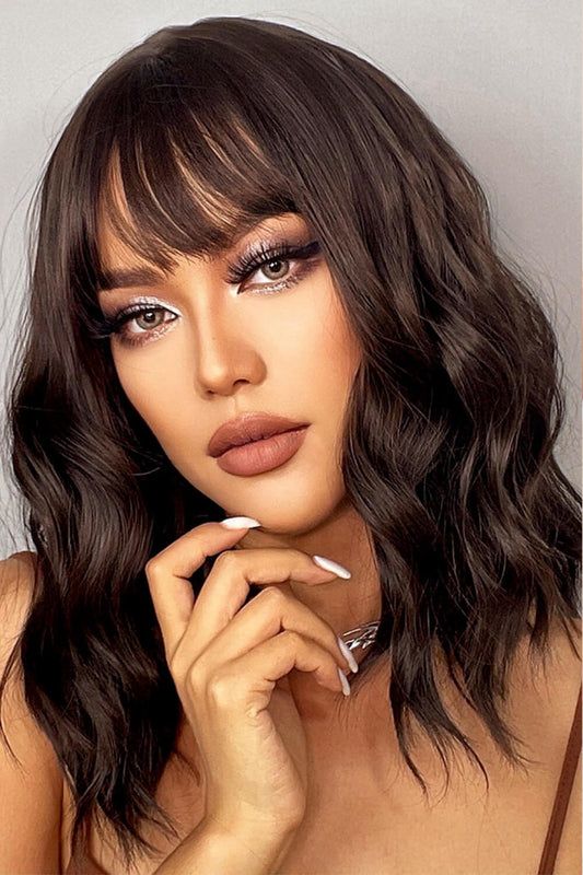 Beach Wave Bangs Synthetic Bob Wig 12''