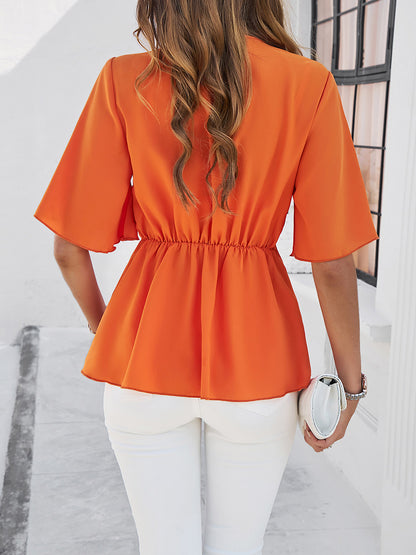 Tie Waist Half Sleeve Blouse