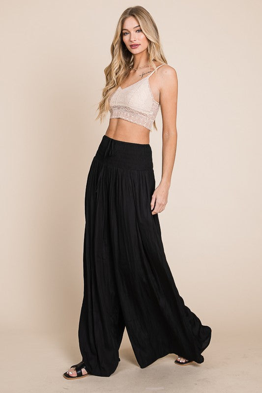 Ruche Waist Wide Leg Resort Pants