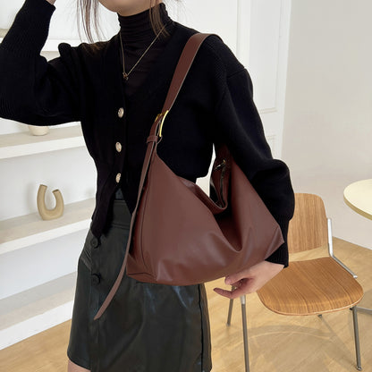 Adjustable Strap Faux Leather Handbag