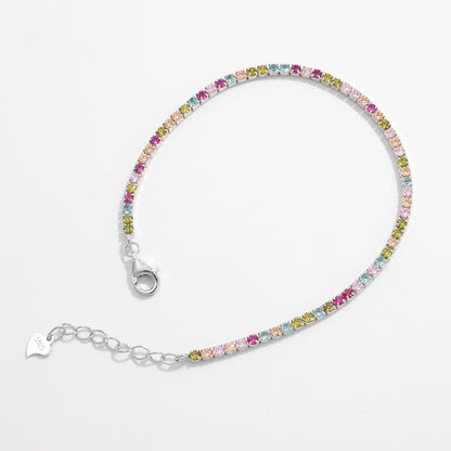 Multicolor Tennis Inlaid Zircon 925 Sterling Silver Bracelet