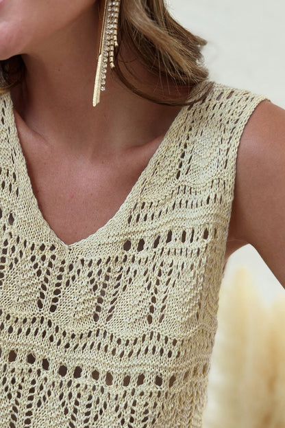 V Neck Hollow-out Knitted Vest
