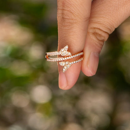 Butterfly Wrapped 925 Sterling Silver Inlaid Zircon Ring