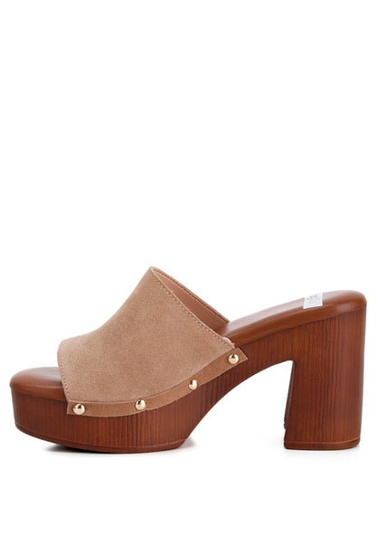 Kita Suede High Block Heel Mules