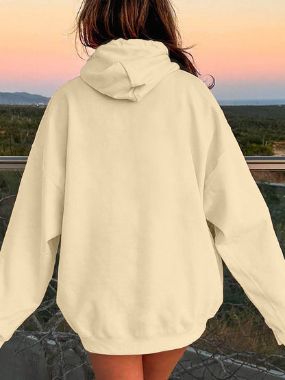 Drawstring Dropped Shoulder Hoodie