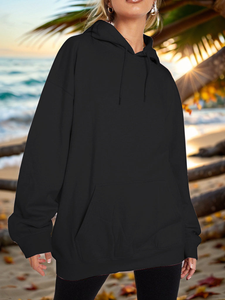 Drawstring Dropped Shoulder Hoodie