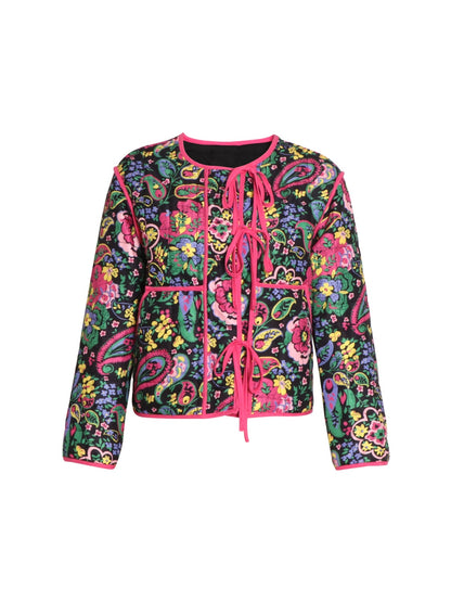 Tied Printed Long Sleeve Jacket (Paisley Motif)