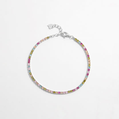 Multicolor Tennis Inlaid Zircon 925 Sterling Silver Bracelet