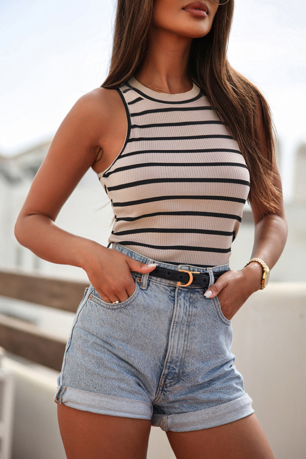 Striped Round Neck Tank