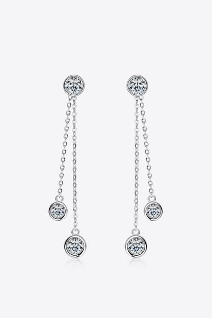 Drop Dot 2.6 Carat Moissanite 925 Sterling Silver Earrings