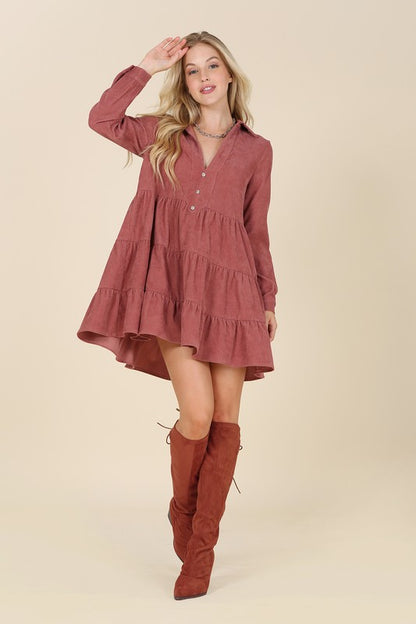 Corduroy Tiered Dress